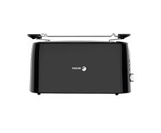 FAGOR - Tostador LONGTOAST Duo de doble ranura larga 1550W de potencia y exterior completo negro birllante. 6 niveles de tostado. 3 funciones integradas.