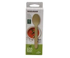 Fackelmann 31025 Set de 30 cucharas desechables de madera FSC, cucharas de uso único biodegradables, madera certificada FSC, 16 x 3 cm