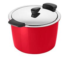 KUHN RIKON Hotpan Olla térmica con tapa, rojo, 5 litros, 22 cm, al vapor, mantener caliente, adecuado para cocinas de inducción, acero inoxidable