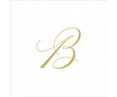 Caspari Signature Gold Initial - Servilletas de papel (30 unidades), color blanco, papel, White Pearl, 12.7 x 0.5 x 12.7 cm