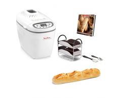 Moulinex OW6101 Home Baguette - Panificadora de 1650 W, 16 programas, hasta 1.5 kg, inicio programado, mantenimiento caliente, incluye bandejas para baguette, 2 aspas amasar y recetario, blanco