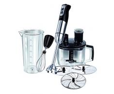 MPM MBL-11 Set Batidora de Mano Varillas, Vaso Picador 1750ml, 3 Discos de Corte, Acero Inoxidable, sin BPA, Función Turbo, 800W, 800 W, 1.75 litros, Negro