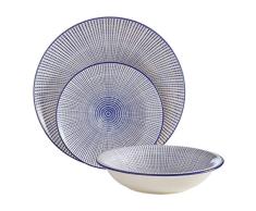 Premier Housewares 0723029 Maya Dolomit - Vajilla (12 piezas), color azul y blanco