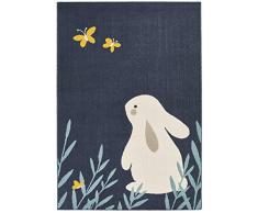 Zala Living Bunny Lottie-Alfombra Infantil (120 x 170 cm, Muy Suave, Apta para calefacción por Suelo Radiante), Color Azul Oscuro