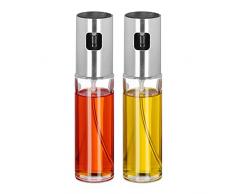 Relaxdays 10030719 Juego de 2 pulverizadores de Aceite y vinagrera (100 ml, Cristal), Color Transparente