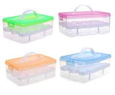 [Juego de 4] Huevera portátil Doble Capas, 24 huevos por caja, grande plástico Higiénico contenedor para nevera, cocina, al aire libre, organizador almacenamiento de huevos, TKD6101-4x en 4 colores
