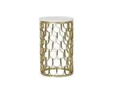 Mesa auxiliar DKD Home Decor Blanco Mármol Hierro Dorado (30.5 x 30.5 x 50 cm)