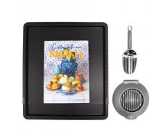 Zenker 06710 Set Pizzette, Incluye Libro Postales de mi Sicilia, sessola, Bandeja de Horno y Cortador de Mozzarella Inoxidable Plástico Acero Antiadherente