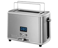 Russell Hobbs Tostadora Compact Home - Diseño Compacto, 1 Ranura, Tostador para 1 Rebanada, Bandeja Recogemigas, Calientapanecillos, Función Cancelar y Descongelar, Acero Inoxidable, Plata - 24200-56