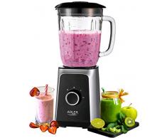Adler AD4076 Licuadora de Vaso 1000W, 1,5L, Pica Hielo, 2 Velocidades, Libre de BPA, 1000 W, 1.5 litros, Cristal