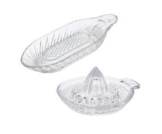 Westmark Exprimidor de cítricos y naranjas, tamaño pequeño, 30 ml + rallador de manzana, 140 ml, cristal transparente, 115222E7