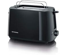 SEVERIN Tostadora automática de 700 W, tostadora compacta para hasta 2 rebanadas, tostadora eléctrica con ajuste del nivel de dorado y soporte para recalentar pasteles, negra, AT 2287