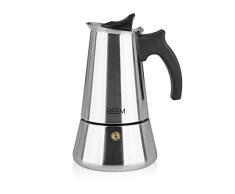 BEEM Cafetera expreso de 4 tazas, apta para inducción, acero inoxidable, 150 – 200 ml, para camping, todo tipo de cocinas