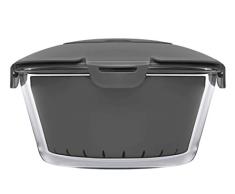 PASABAHCE 4995829 - Arrocera microondas Zest de cristal con cesta de plástico y tapa de material antideslizante, color gris, 2,2 l