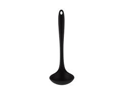 Sopa sartén de silicona mango largo cuchara grande para el hogar cocina antiadherente olla dedicada duradera cuchara espesada Lengt diseño utensilios de cocina para servir sopa(negro)