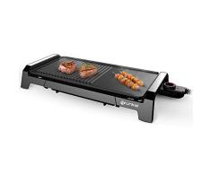 Grunkel - Plancha eléctrica de Asar en Acero Inoxidable - BK-DH51 - Dimensiones Plancha 22,5x51cm. 2 tipos superficie Parrilla 240° y Plancha 200°. Fácil de limpiar en agua. Con Termostato. - 2200W -