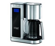 Russell Hobbs Elegance - Cafetera de Goteo (Diseño de Cristal, Jarra Cafetera, 1600W, Inox, Negro y Gris) -ref. 23370-56