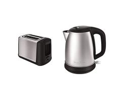 Moulinex Subito LT340811 Tostadora 2 ranuras, potencia 850 W y 7 ajustes/tiempo de tostado + Subito Select BY550D Hervidor Eléctrico 2400 W con 1.7 L de Acero Inoxidable, indicador de Nivel de Agua