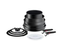 TEFAL Juego de ollas Ingenio Ultimate L7649053-12 piezas, todo tipo de cocinas, revestimiento antiadherente, mango extraíble, distribución uniforme del calor, negro
