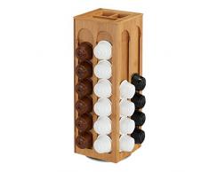 relaxdays Soporte para cápsulas de Dolce Gusto, Giratorio, Dispensador de bambú, 40,5 x 14 x 14 cm, 1 Ud, Marrón