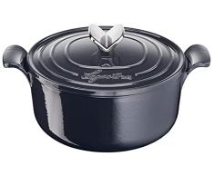 Lagostina Tradizione Cazuela de Hierro Fundido Esmaltado para Cocciones Largas Ø 22 cm, Cocotte Inducción, Gas y Horno hasta 220 °C, Olla para Guisar y Cocinar a Fuego Lento con Tapa de Condensación