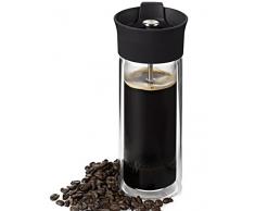 AdHoc TT25 French Press - Taza de vidrio térmico (300 ml, sin café), cristal, acero inoxidable, plástico/silicona