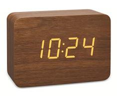 TFA Dostmann Design 60.2549.08 Clocco - Radiodespertador (imitación de madera), plástico, Marrón/Naranja