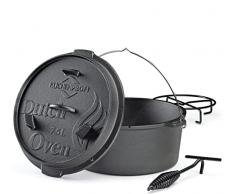 Küchenprofi BBQ Dutch Oven - Olla de hierro fundido (7,5 L, diámetro de 30 cm, sin pies), con elevador de tapa, para barbacoa, fogones, todo tipo de cocinas (incluye inducción) y horno