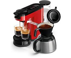 Philips Domestic Appliances SENSEO Switch 2 en 1 - Cafetera de Goteo y Monodosis, Depósito de Agua de 1 Litro, Jarra Termica, 7 Tazas en una Sola Pasada, Rojo (HD6592/84)