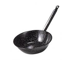 Garcima 5020055 Sarten Doble Honda con Mango Esmaltada 32 cm, Esmalte, Negro