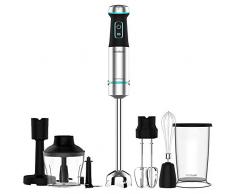 Cecotec Batidora de mano Power TitanBlack 1200 XL PerfectCream&Crush. 1200 W, Cuchillas de 4 hojas, Pie XL, Campana antisalpicaduras, Incluye picadora con cuchilla, varillas batidoras y pasapurés
