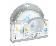 FUN HOUSE 005668 Espace Fusee-Juego microondas (1 Plato, 1 Cuenco y 1 Vaso), Polipropileno