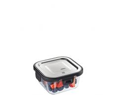 GEFU Milo - Fiambrera inteligente con control de frescura y almacenamiento por aplicación, de cristal con compactación de silicona y cierre de clic, recipiente para alimentos, bote de 300 ml, cuadrado