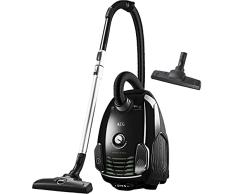 AEG VX6-2-ÖKOX Aspiradora de Trineo Con Bolsa de Potencia, Ruedas 360º, Filtro Especial Alergias, Radio de acción de 9m, 74dB de Ruido, Ecológico, Cepillos Suelos Duros, Cepillo Parquet, 700W, Negro