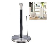 Relaxdays Portarrollos Cocina Vertical, Acero Inoxidable, Soporte Rollos Papel Encimera, 33 x 17 cm, Plateado/Negro