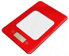 Kuken Balanza Cocina Cristal Cuadrado, Rojo, 5 kg
