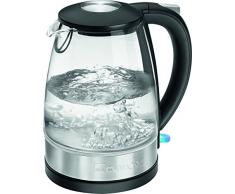 Clatronic WKS 3680 g Cristal de acero inoxidable hervidor de agua de 1,7 l, 360 grados, Elemento calentador de acero inoxidable de calefacción Element