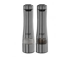 Russell Hobbs Classics - Molinillos de Pimienta y Sal Electricos (Sistema Molido Cerámico, Acero Inoxidable, Gris Plateado) -ref. 23460-56