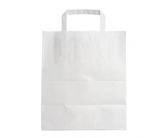 Tessera Bio Products Q262917W - Bolsa de transporte de papel con asas interiores reforzadas, color blanco, 26 cm de largo, 17 cm de altura, 29 cm de ancho, 250 unidades