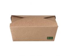 Intertan QF1400FSC - Caja de papel de estraza rectangular con tapa plegable, color natural, certificado FSC, capacidad de 1400 ml, 15 cm de largo, 12 cm de ancho, 6,3 cm de altura, 50 unidades