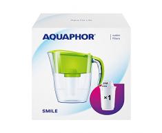 AQUAPHOR Smile Jarra con filtro de agua para nevera incluye 1 cartucho de filtro A5 Mg enriquecida con magnesio para reducir la cal el cloro y los metales pesados plástico volumen 2,9 L verde lima