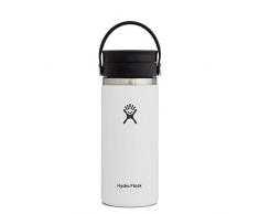 Hydro Flask Termo de café de viaje de 473 ml (16 oz), acero inoxidable y doble pared al vacío, boca ancha con tapa Flex Sip™ hermética, White