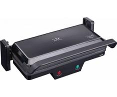 Jata GR266 Parrilla Eléctrica Grill 3 en 1 1000 W, Placas Antiadherentes 27 x 14 cm, Placa Superior Baja Recta 180°, Libre de PFOA, Color Negro