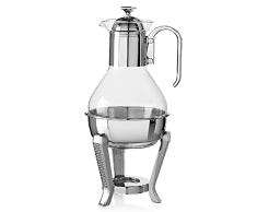 Homemania HOMOT_0823 Tetera Mesa, Cocina – Plata de Metal, Purpurina, Cristal, 34 cm