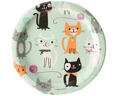 Creative Convertting 8C328595 - Plato de 18 cm, diseño de gatos, multicolor