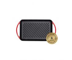 Laguiole - Plancha parrilla rectangular hierro fundido esmaltado rojo 33,2 x 21,7 x 3 cm