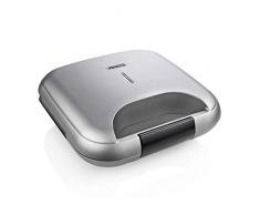 Princess Sandwichera Deluxe 127003, para 2 Sandwiches, Placas de Parrilla, Tapa con Cierre de Seguridad, Gris