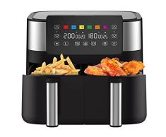 joyami Air Fryer Freidora de Aire Caliente Eléctrica sin Aceite con Doble Cajón, Air Fryer 7.6L con Doble Cesta Antiadherente con 6 Programas de Funciones Culinarias Pantalla Táctil LED, 2850W