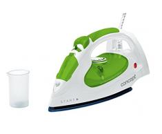 Concept Electrodomésticos ZN8012 - Plancha de vapor con superficie de cerámica, 2200 W, color blanco y verde