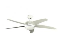 Pepeo Ventilador de techo con luz y mando a distancia Melton, carcasa de laca blanca, aspas en blanco, 132 cm